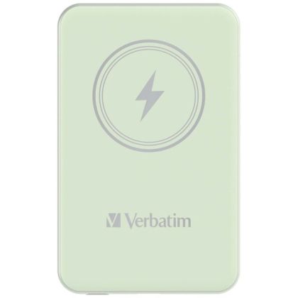 Външна батерия Verbatim MCP-5GN Power Pack 5000 mAh with UBS-C® PD 20W / Magnetic Wireless Charging 15W Green