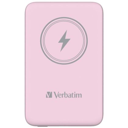 Външна батерия Verbatim MCP-10PK Power Pack 10000 mAh with UBS-C® PD 20W / Magnetic Wireless Charging 15W Pink