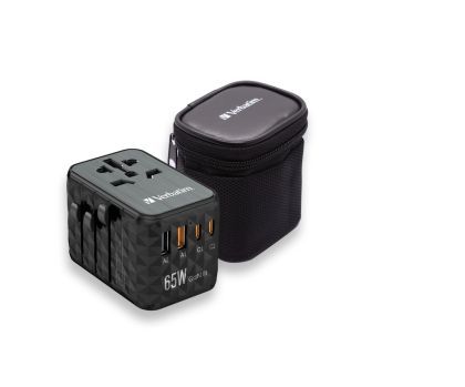 Адаптер Verbatim UTA-05 GaN III Universal Travel Adapter with 2 x USB-C PD 65W & QC 4+ / 2 x USB-A