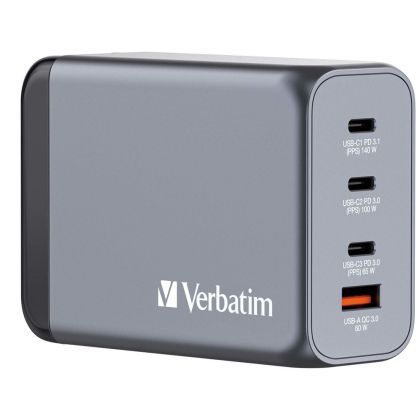 Зарядно устройство Verbatim GNC-240 GaN Charger 4 Port 240W USB A/C (EU/UK/US)