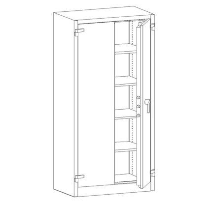 Огнеупорен метален шкаф Malow Office Locker SAM W2A С четири рафта, 95x55x195 cm