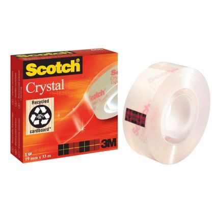 Лепяща лента Scotch Crystal 600 Канцеларска 19 mm x 33 m, Безцветна