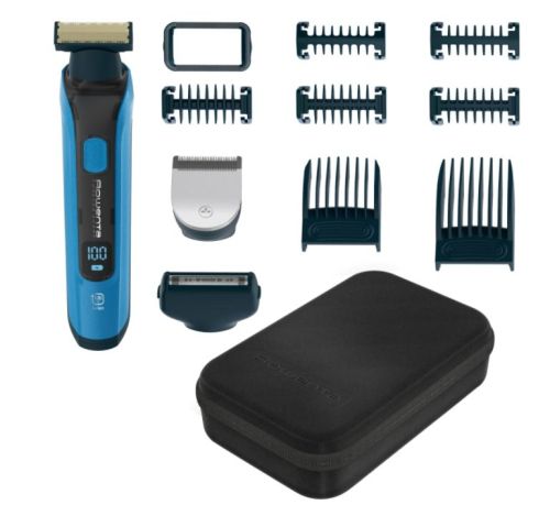 Тример Rowenta TN6200F4, Hybrid Forever Sharp Blue Expert, beard, cordless, waterproof 3-in-1, self-sharpening blades, 100% stainless steel, minimum cutting length 0.4mm, precision setting 1mm, beard blade size 32mm, 120min autonomy, charging time 1h30min