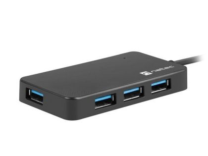 USB хъб Natec usb 3.0 hub silkworm 4-ports black usb-c