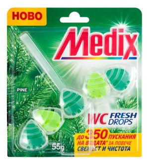 Ароматизатор за тоалетна Medix WC Fresh Drops Блокче, комплект 55 g, Pine