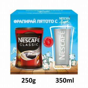 Нескафе Nescafe ПРОМО пакет Classic, разтворимо, 250 g + Frappe чаша