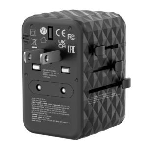 Адаптер Verbatim UTA-05 GaN III Universal Travel Adapter with 2 x USB-C PD 65W & QC 4+ / 2 x USB-A