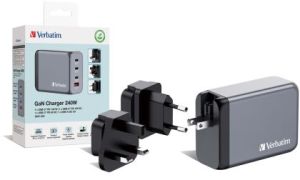 Зарядно устройство Verbatim GNC-240 GaN Charger 4 Port 240W USB A/C (EU/UK/US)