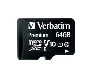 Памет Verbatim Premium micro SDXC 64GB Class 10 (Incl. Adaptor)