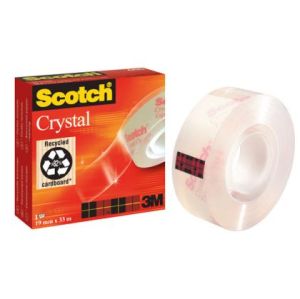 Лепяща лента Scotch Crystal 600 Канцеларска 19 mm x 33 m, Безцветна