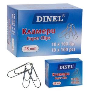 Кламери Dinel Никелирани 28 mm, 100 бр.