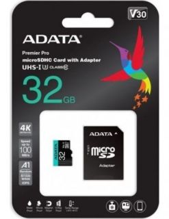 Памет Adata 32GB MicroSDHC UHS-I U3 V30S A2 (1 adapter)