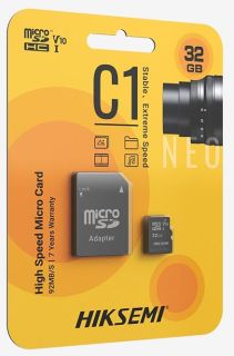 Памет HIKSEMI microSDXC 128G, Class 10 and UHS-I 3D NAND, Up to 92MB/s read speed, 40MB/s write speed, V30 with Adapter