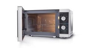 Микровълнова печка Sharp YC-MG01E-S, Manual control, Built-in microwave grill, Grill Power: 1000W, Cavity Material -steel, 20l, 800 W, Silver/Black door, Defrost, Cabinet Colour: Silver