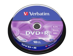 Медия Verbatim DVD+R AZO 4.7GB 16X MATT SILVER SURFACE (10 PACK)