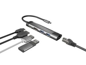 Докинг станция Natec Fowler Go Multiport Adapter 5 in 1, 2xUSB 3.0 HUB, HDMI 4K, USB-C PD, RJ45