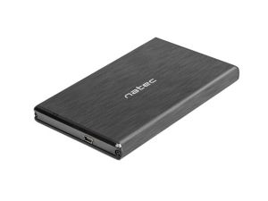 Кутия за твърд диск Natec EXTERNAL HDD/SSD ENCLOSURE RHINO SATA 2.5" USB 2.0 ALUMINUM Slim Black