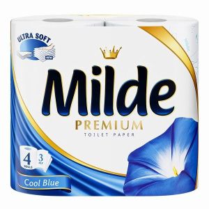 Тоалетна хартия Milde 100% целулоза, трипластова 4 бр. Cool Blue