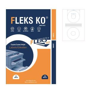Етикети Fleks Ko Бели, за CD/DVD, Ф117x41 mm A4, 100 л. 2 етик./лист