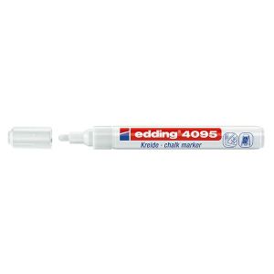 Тебеширен маркер за стъкло, бели и черни дъски Edding 4095 Объл връх 2-3 mm Бял